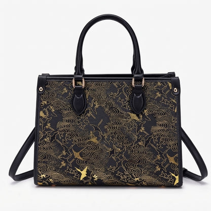 Mystic Crane Motif Vegan Eco-Leather Satchel Clutch Bag