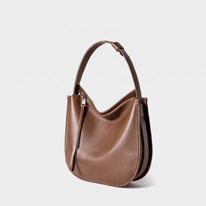 Borsa Tote Morbida in Vera Pelle da Donna in Stile Lazy Chic con Grande Capacità