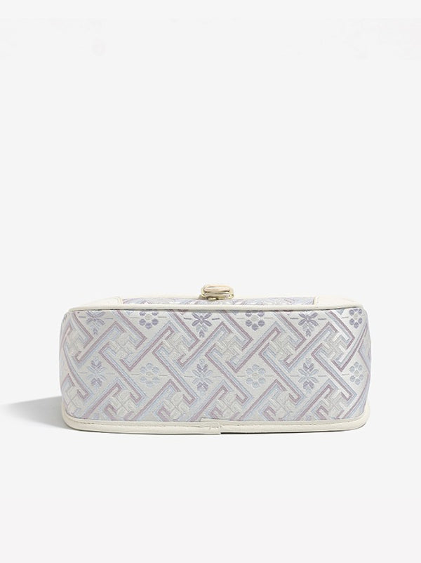 Vintage Jacquard Embroidery Vegan Eco-Leather Flap Clutch Bag