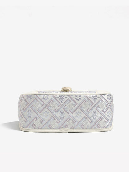 Vintage Jacquard Embroidery Vegan Eco-Leather Flap Clutch Bag