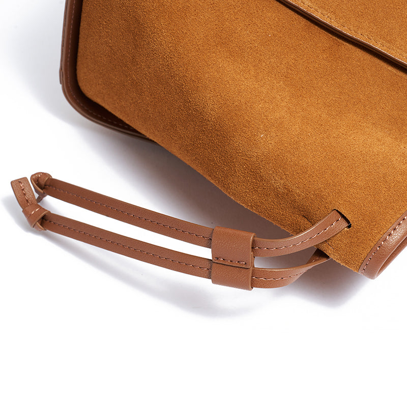 Vintage Slouchy Suede Genuine Leather Tote Clutch Bag