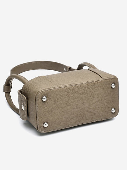 Architectural Pebbled Genuine Leather Boston Clutch Bag