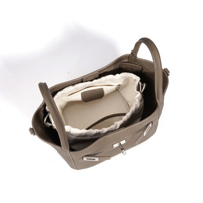 Geantă clutch mini tip găleată, casual, din piele naturală
