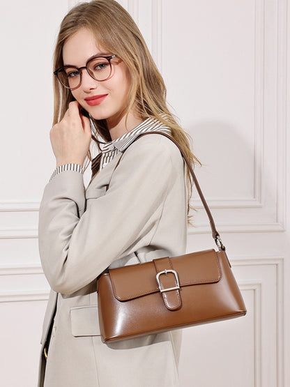 Retro Genuine Leather Baguette Clutch Bag