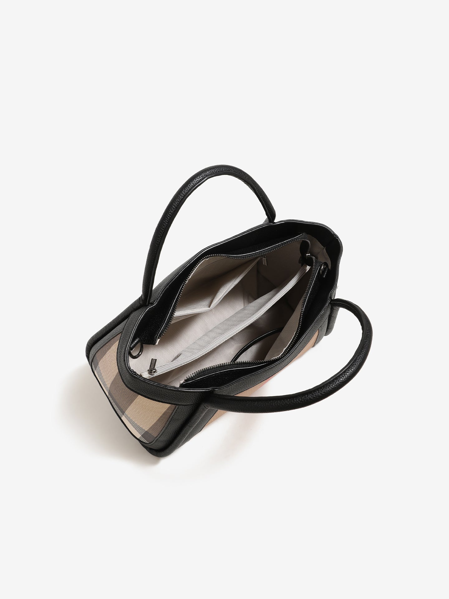 Classic Plaid Vegan Eco-Leather Tote Clutch Bag