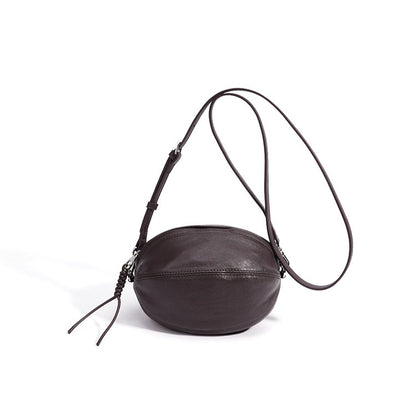 Modern Supple Genuine Sheepskin Leather Oval Rugby Clutch Bag