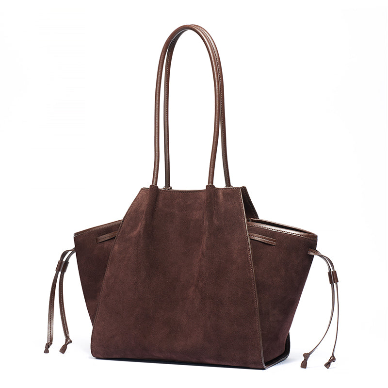 Vintage Slouchy Suede Genuine Leather Tote Clutch Bag