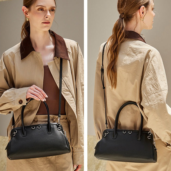 Defined Genuine Leather Boston Clutch Bag