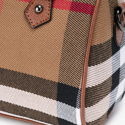 Iconic British Plaid Vegan Eco-Leather Boston Clutch Bag