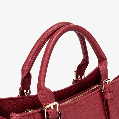 Polished Pebbled Vegan Eco-Leather Tote Clutch Bag With Teddy Charm