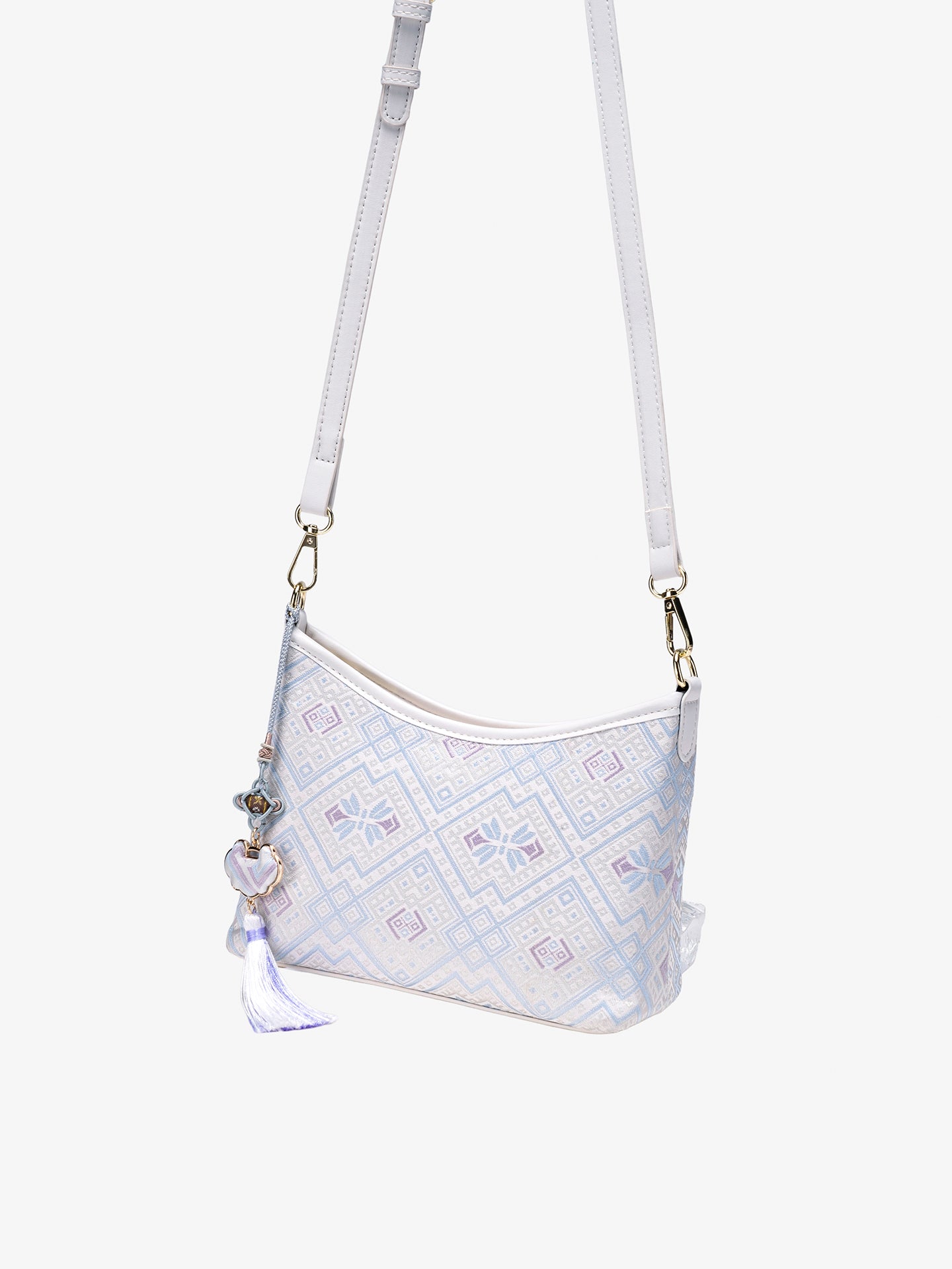 Graceful Geometric Vegan Eco-Leather Clutch Bag with Tassel Charm