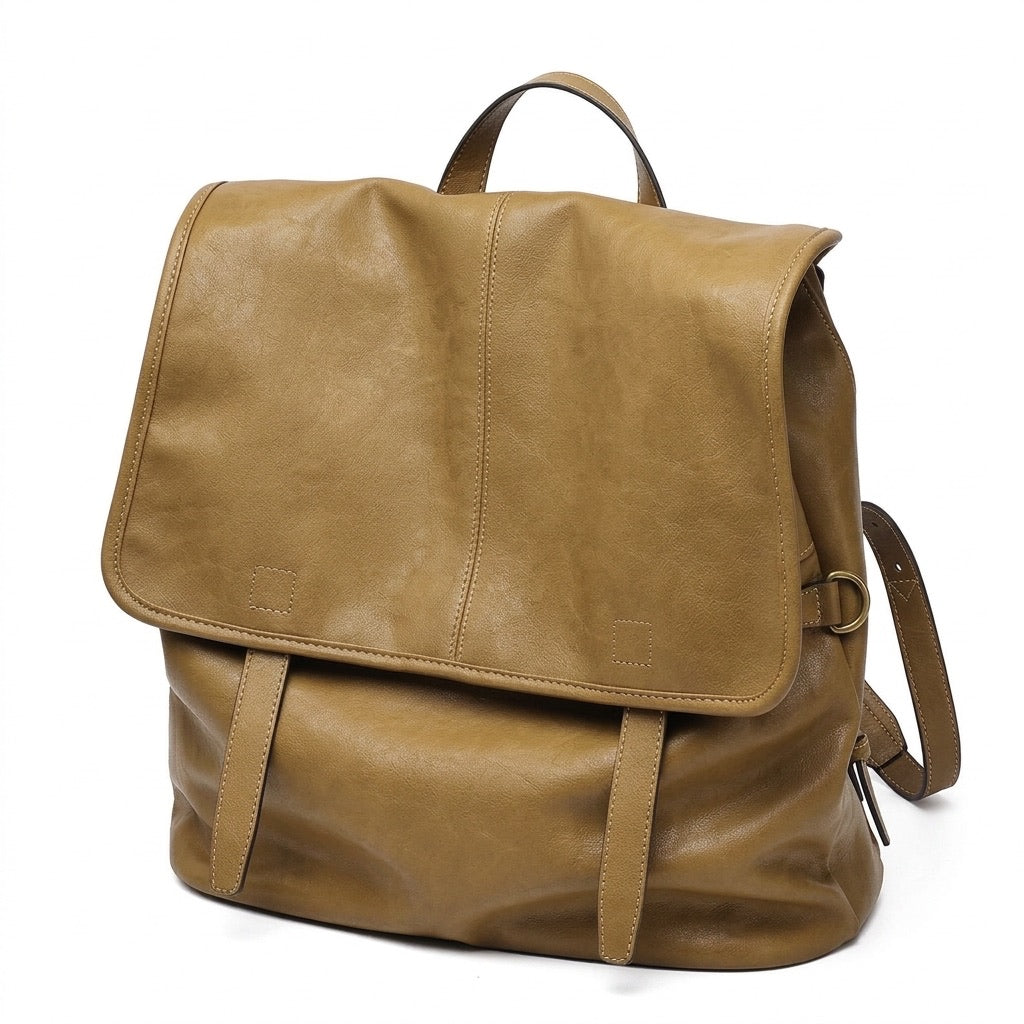 Vintage Casual Genuine Leather Flap Backpack