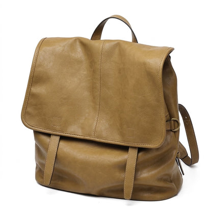 Vintage Casual Genuine Leather Flap Backpack