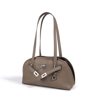 Vibrant Genuine Leather Large Capacity Half-Moon Clutch Bag