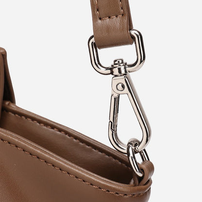 Maillard Style Genuine Leather Smile Flap Satchel Crossbody Bag