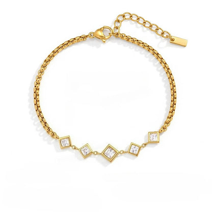 Luminous Dewdrop Geometric Bezel Layering Bracelet