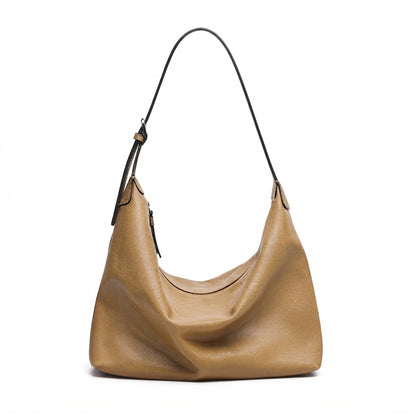 Supple Slouchy Genuine Leather Crescent Hobo Clutch Bag
