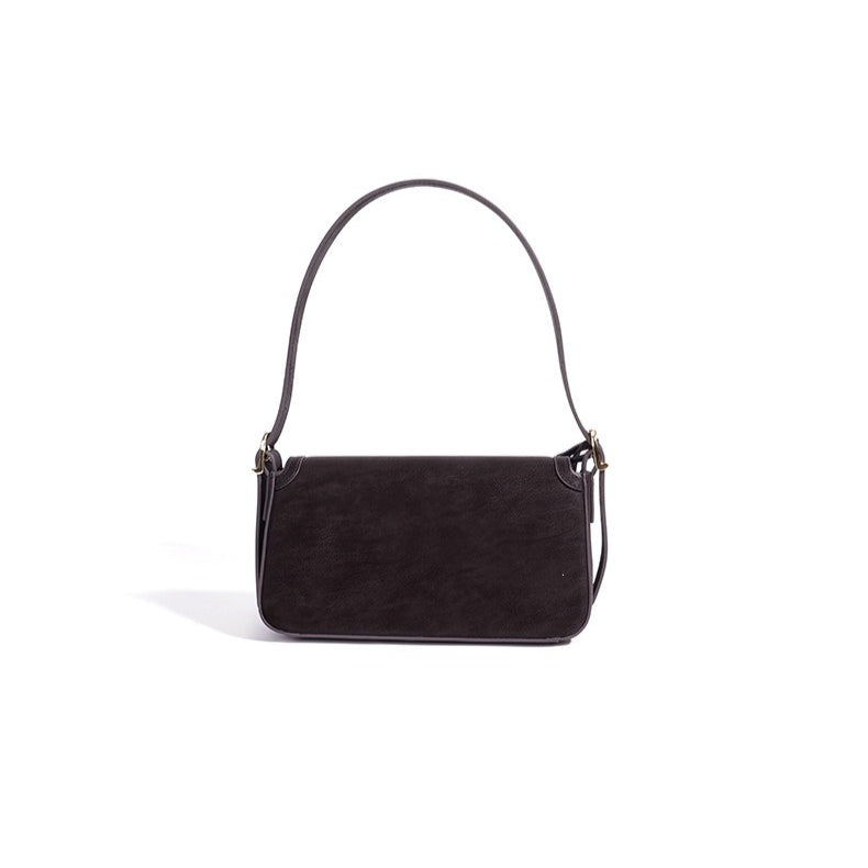 Refined Genuine Leather Shoulder Clutch Bag with Key Charm