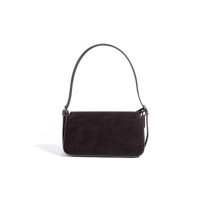 Refined Genuine Leather Shoulder Clutch Bag with Key Charm