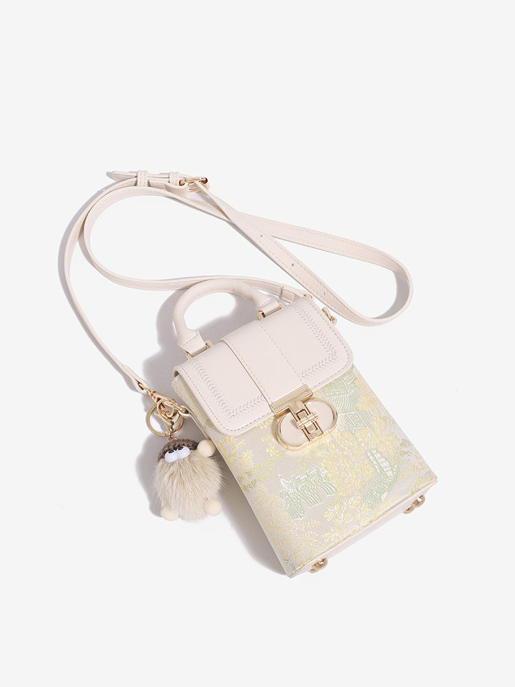 Elegant Oriental Garden Vegan Eco-Leather Mini Clutch Phone Bag