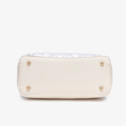 Classic Brocade Vegan Eco-Leather Mini Tote Clutch Bag with Hollow Charm