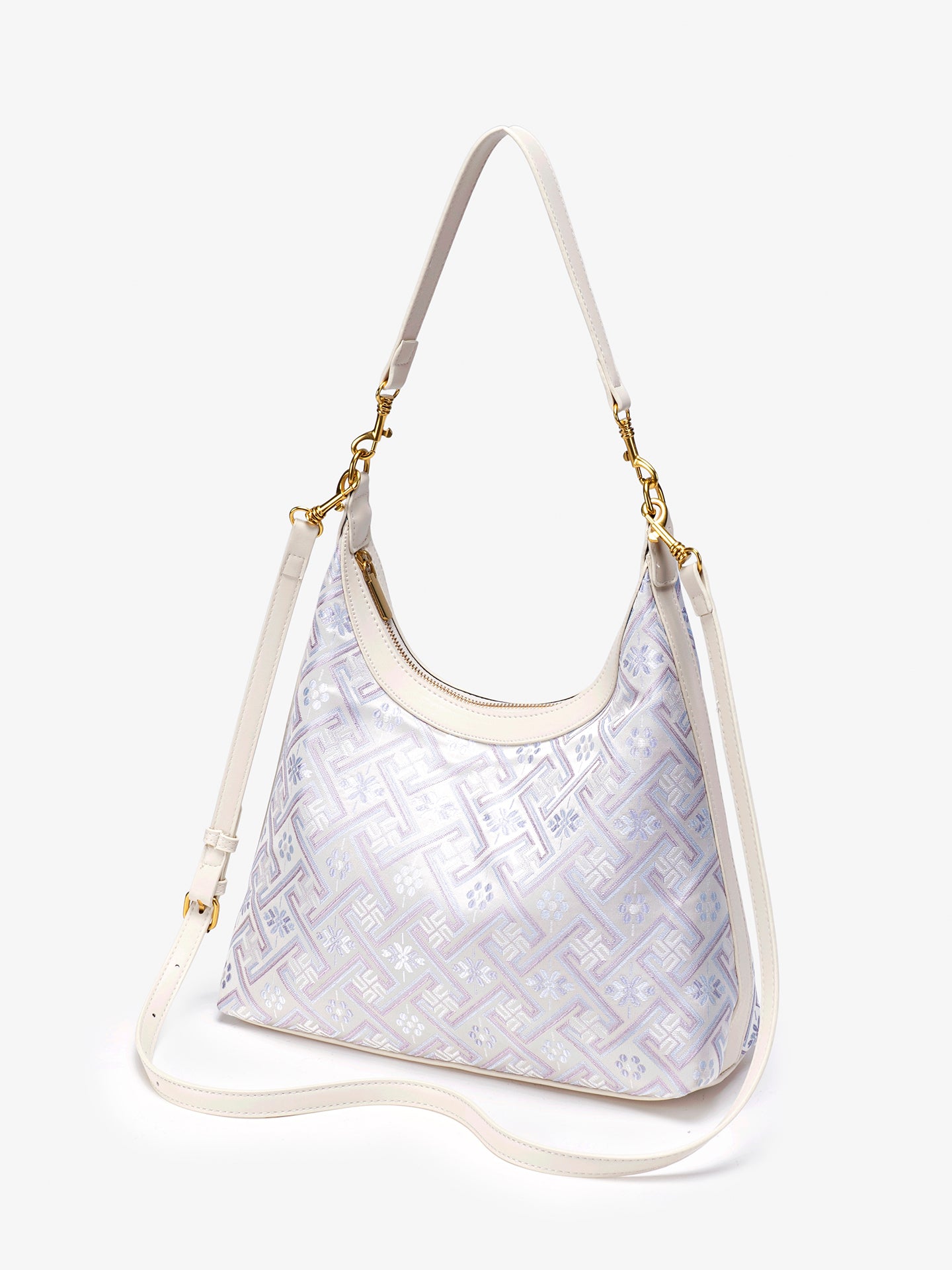 Elegant Brocade Pattern Vegan Eco-Leather Hobo Shoulder Bag