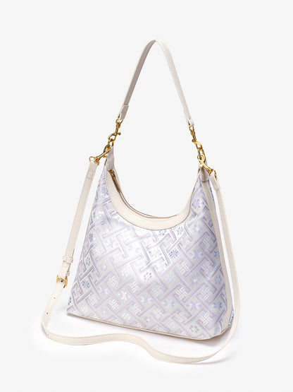 Elegant Brocade Pattern Vegan Eco-Leather Hobo Shoulder Bag