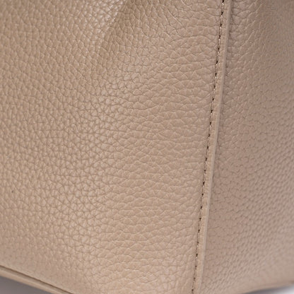 Mellow Pebble Textured Vegan Eco-Leather Bucket Bag with Fluffy Puppy Charm