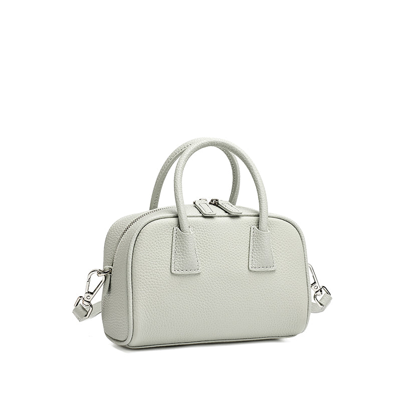 Mini borsa Boston pochette imbottita in vera pelle martellata