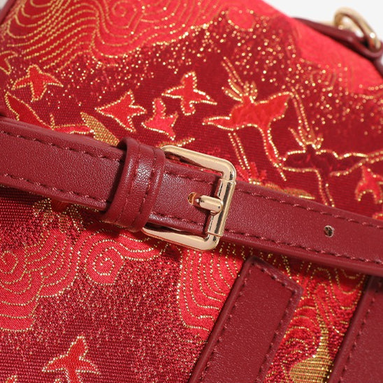 Radiant Oriental Crane Pattern Vegan Eco-Leather Clutch Bag