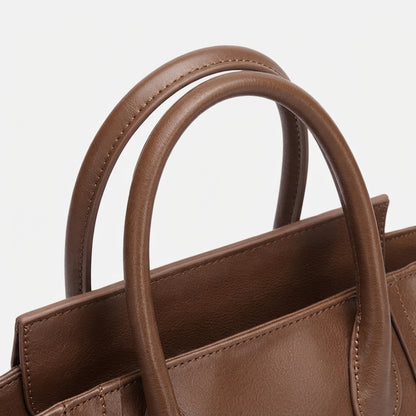 Maillard Style Genuine Leather Smile Flap Satchel Crossbody Bag