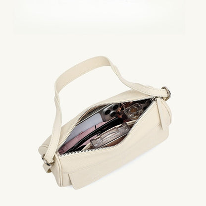 Mellow Pebbled Genuine Leather Flap Baguette Clutch Bag