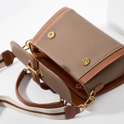 Borsa a tracolla strutturata con manico superiore in pelle minimalista di lusso da donna