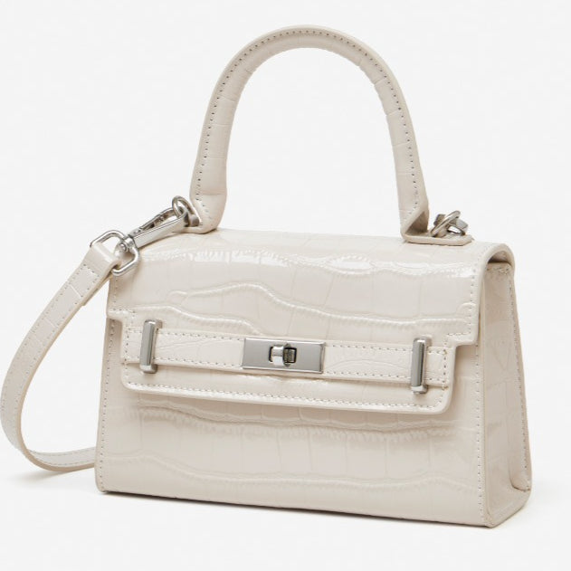 Minimalist Crocodile Pattern Handheld Genuine Leather Crossbody Bag
