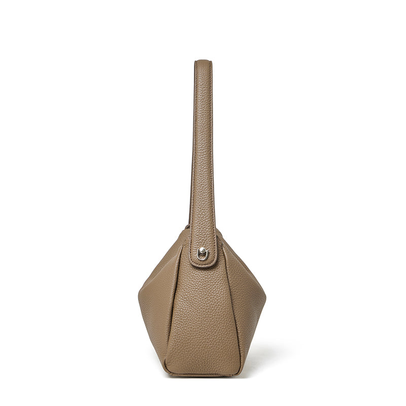 Nonchalant Lychee-Grain Genuine Leather Crossbody Hobo Bag