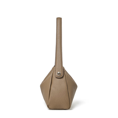Nonchalant Lychee-Grain Genuine Leather Crossbody Hobo Bag
