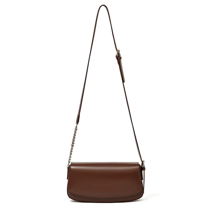 Minimalist Vintage Genuine Leather Baguette Saddle Bag