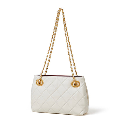 Mini sac pochette matelassé en cuir véritable mouton avec chaîne