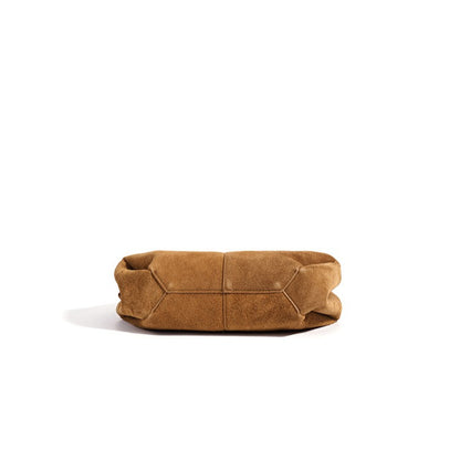 Vintage Suede Genuine Leather Tote Clutch Bag with Coin Pouch