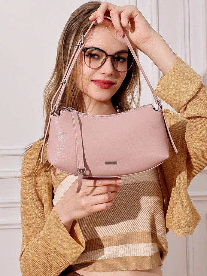 Elegant Genuine Leather Crescent Clutch Bag