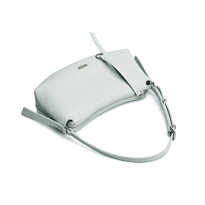 Elegant Genuine Leather Crescent Clutch Bag