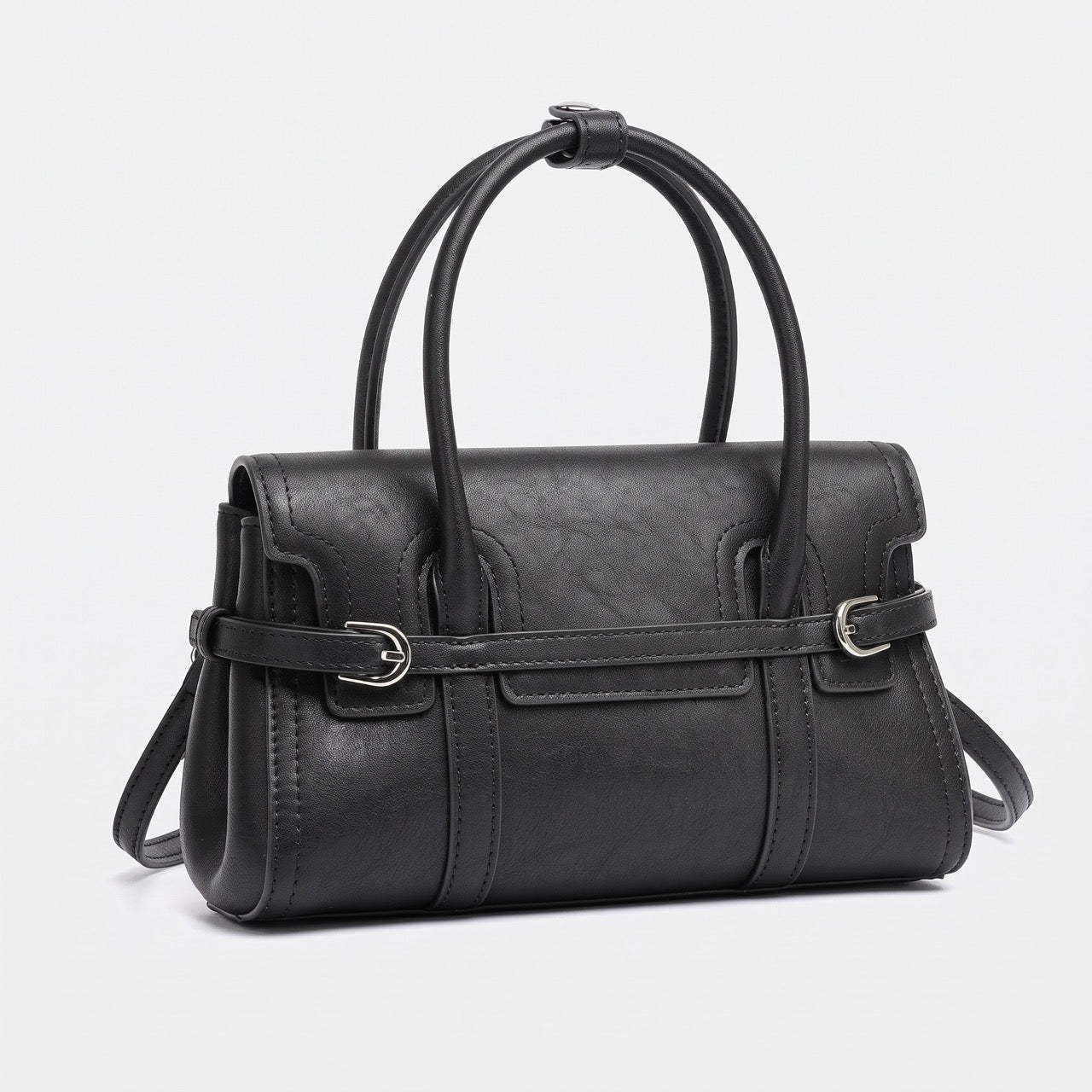Sleek Genuine Leather Flap Satchel Clutch Bag