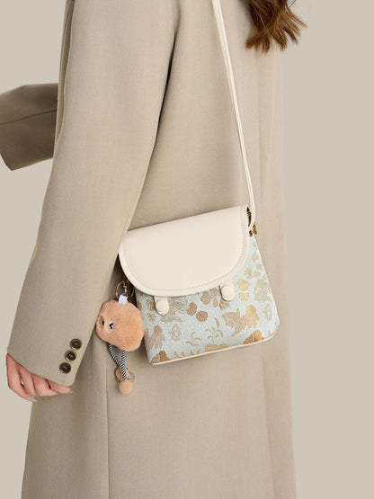Exquisite Embroidered Vegan Eco-Leather Compact Flap Clutch Bag