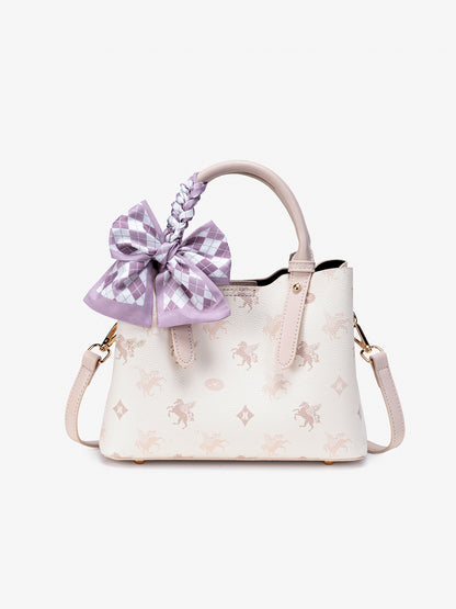 Gentle Pegasus Print Vegan Eco-Leather Clutch Bag With Silk Scarf