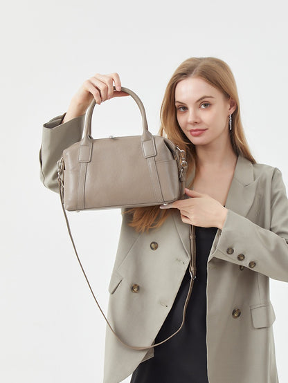 Minimalist Barrel Genuine Leather Satchel
