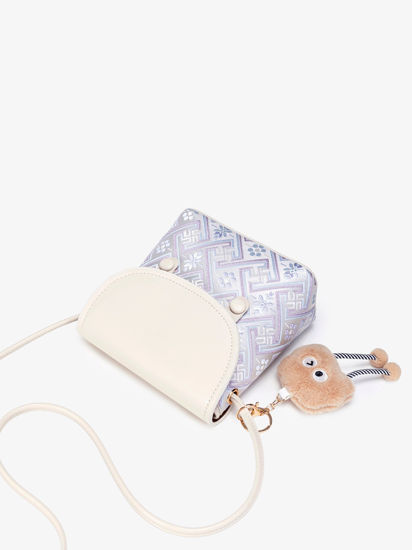 Refined Vegan Eco-Leather Mini Crossbody Bag with Lovely Charm