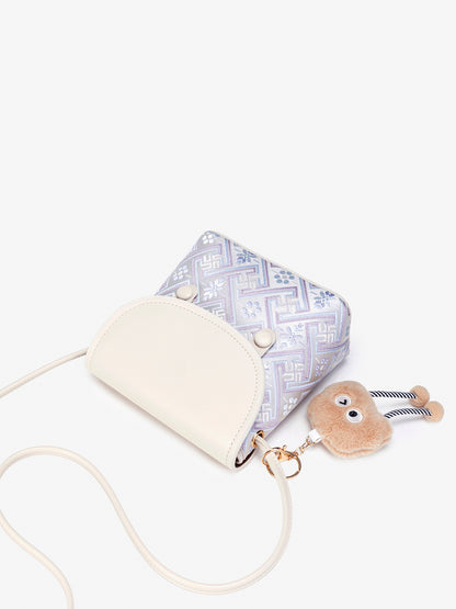 Refined Vegan Eco-Leather Mini Crossbody Bag with Lovely Charm