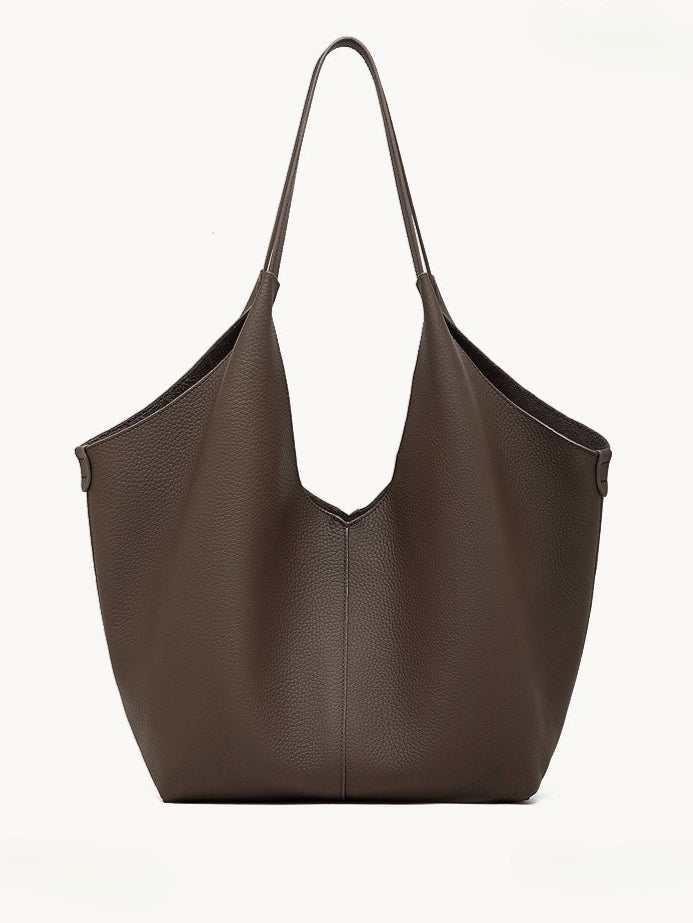 حقيبة إيثيرال في-كات جلد طبيعي | حقيبة هوبو بسيطة من جلد الحصى