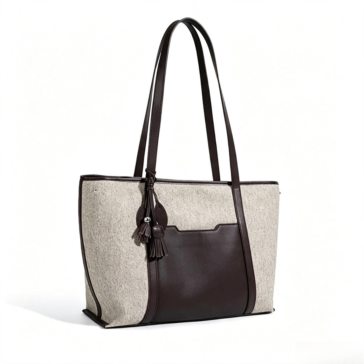Borsa pochette tote capiente in tela, dal design minimalista