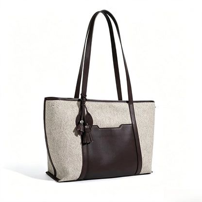 Borsa pochette tote capiente in tela, dal design minimalista